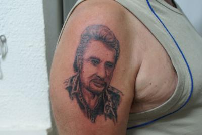 Nos ralisations - Diffrentes ralisations - portrait de Johnny Hallyday.Boutique Tattoo Evolution Perpignan